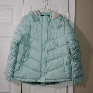 Arizona eggshell blue puffer hooded  jacket Sz 18.5 plus